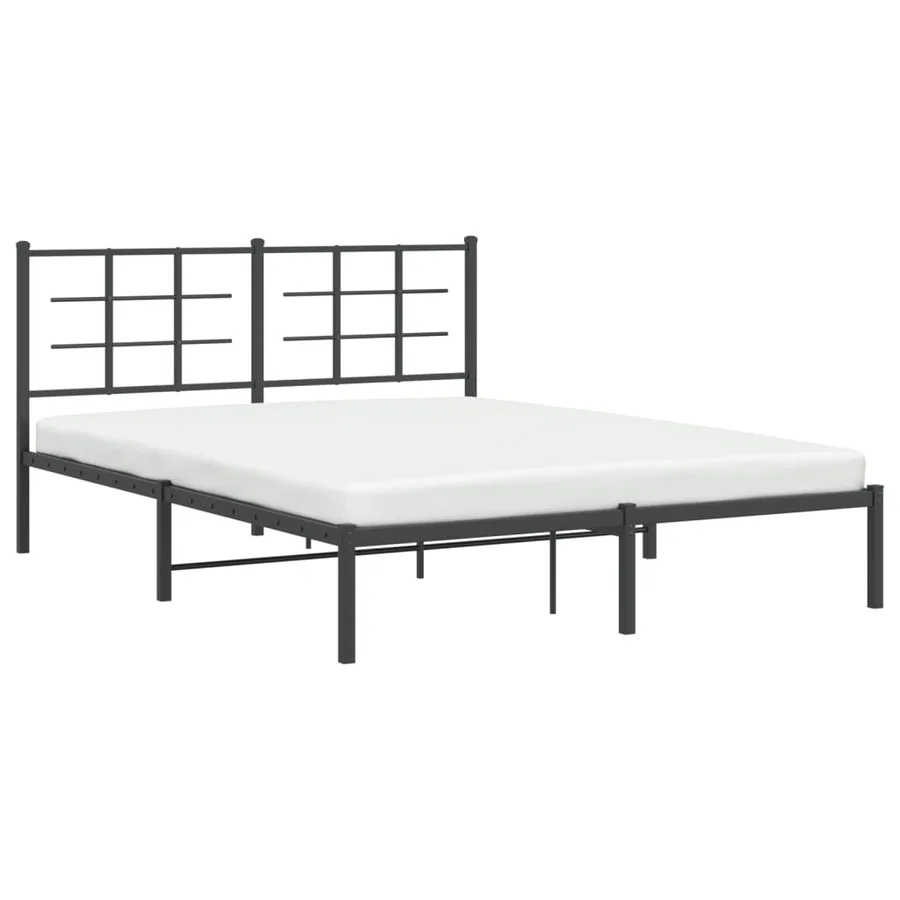 Cadre de lit métal sans matelas et tête de lit noir 160x200 cm - 4