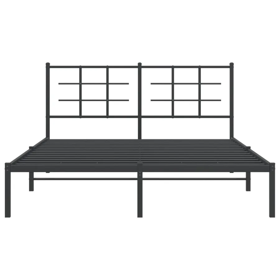 Cadre de lit métal sans matelas et tête de lit noir 160x200 cm - 5