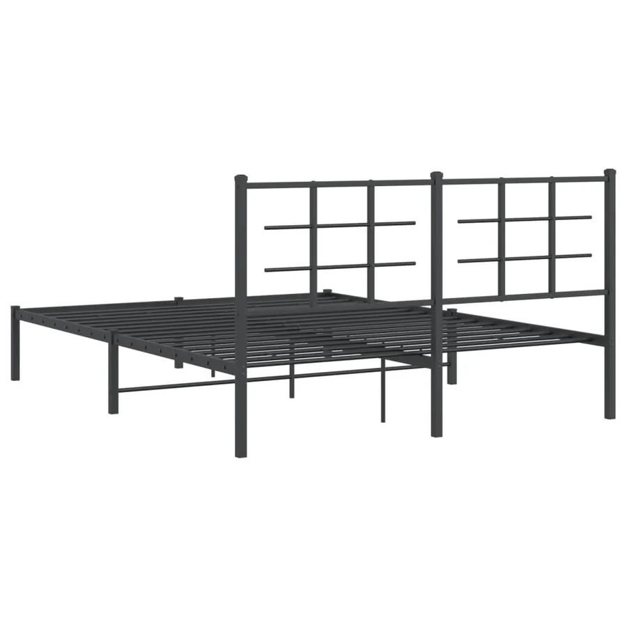 Cadre de lit métal sans matelas et tête de lit noir 160x200 cm - 7