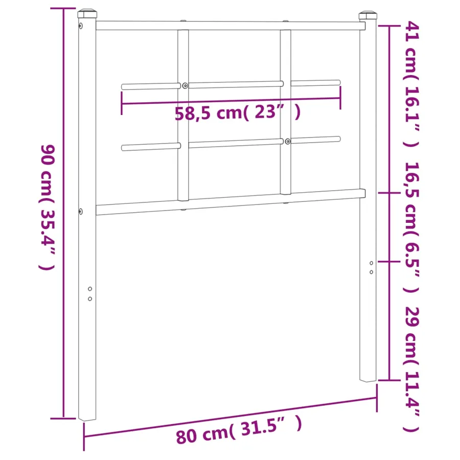 Tête de lit de remplacement métal noir 75 cm - 6