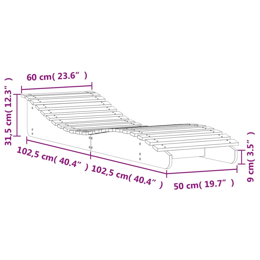 Chaises longues lot de 2 205x60x31,5cm bois massif de pin - 10