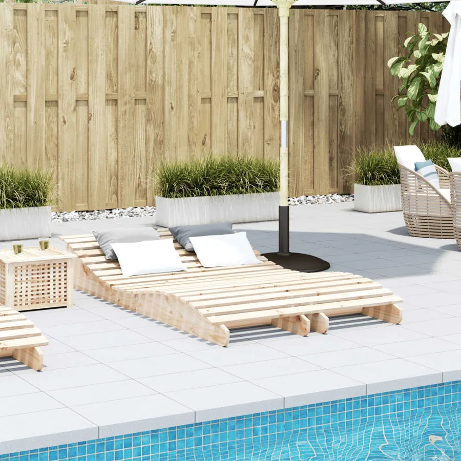 Chaises longues lot de 2 205x60x31,5cm bois massif de pin - 3