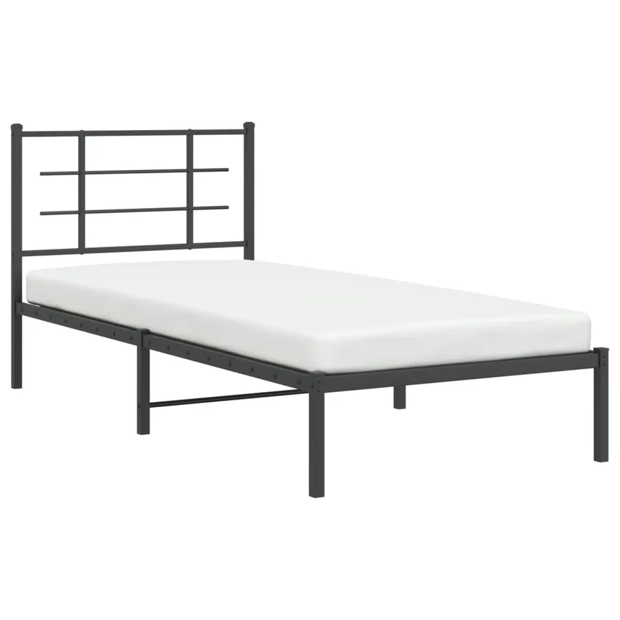 Cadre de lit métal sans matelas avec tête de lit noir 90x190 cm - 4