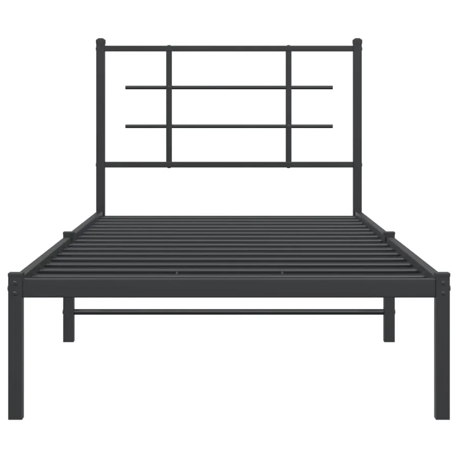 Cadre de lit métal sans matelas avec tête de lit noir 90x190 cm - 5