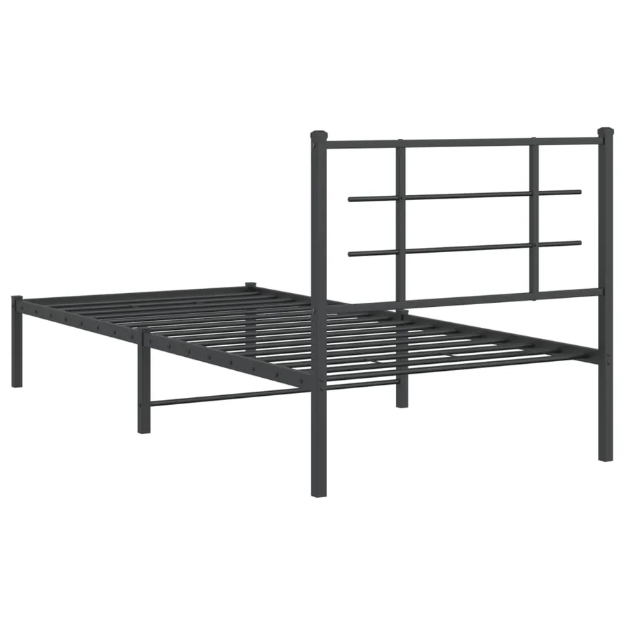Cadre de lit métal sans matelas avec tête de lit noir 90x190 cm - 7