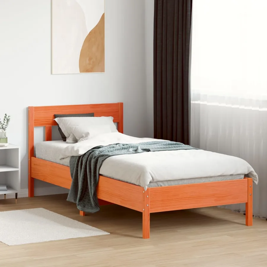 Cadre de lit sans matelas cire marron 90x200 cm bois pin massif - 3
