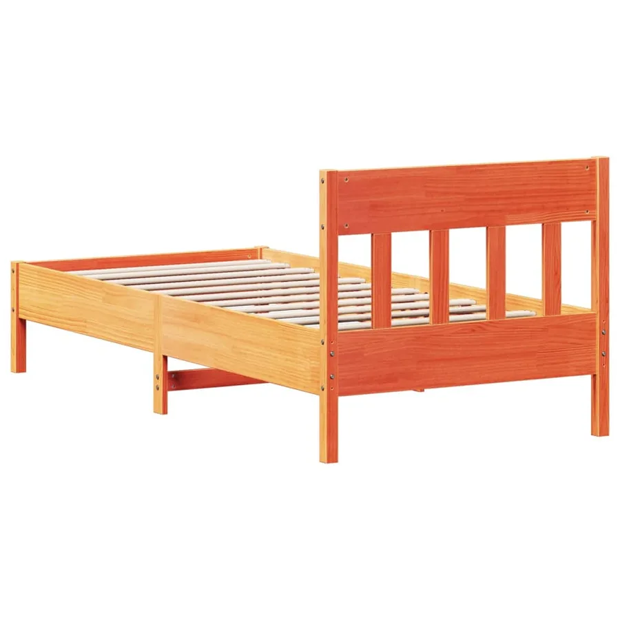 Cadre de lit sans matelas cire marron 90x200 cm bois pin massif - 6