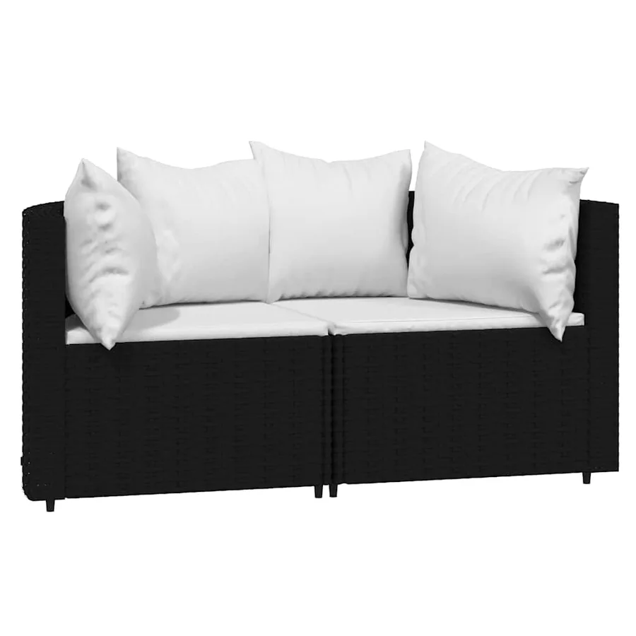 Salon de jardin 3 pcs avec coussins Noir Résine tressée - 3