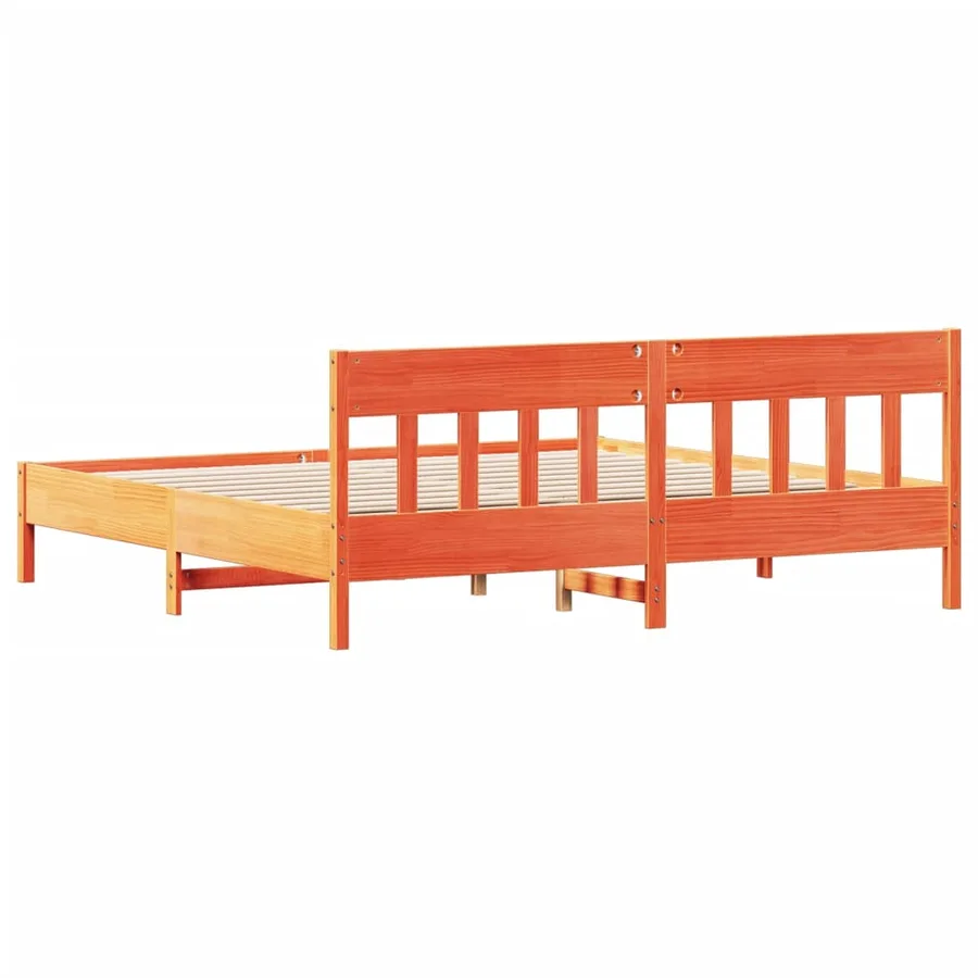 Cadre de lit sans matelas cire marron 180x200cm bois pin massif - 6