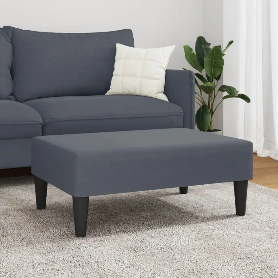 Repose-pied gris foncé 77x55x31 cm velours - 3