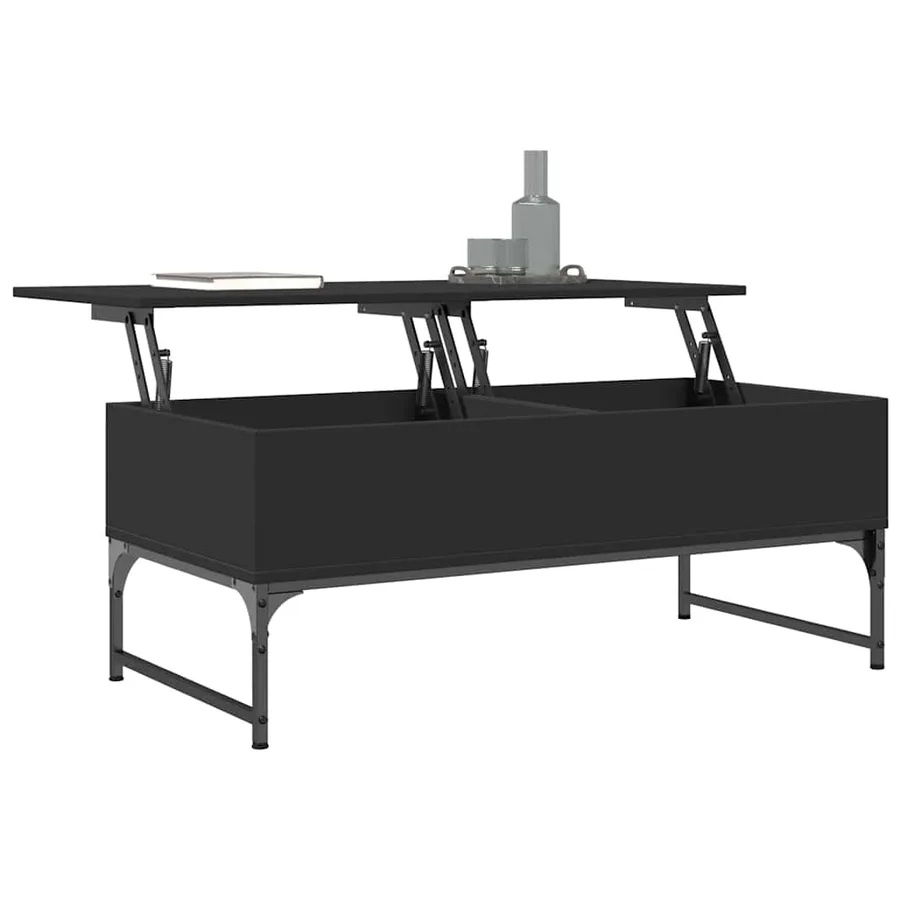 Table basse noir 100x50x40 cm bois d'ingénierie et métal - 4