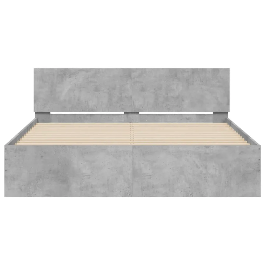 Cadre de lit avec LED sans matelas gris béton 160x200 cm - 7