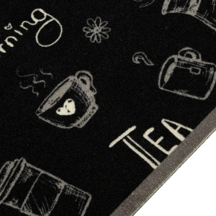 Tapis de cuisine lavable imprimé Morning noir 45x150 cm velours - 3