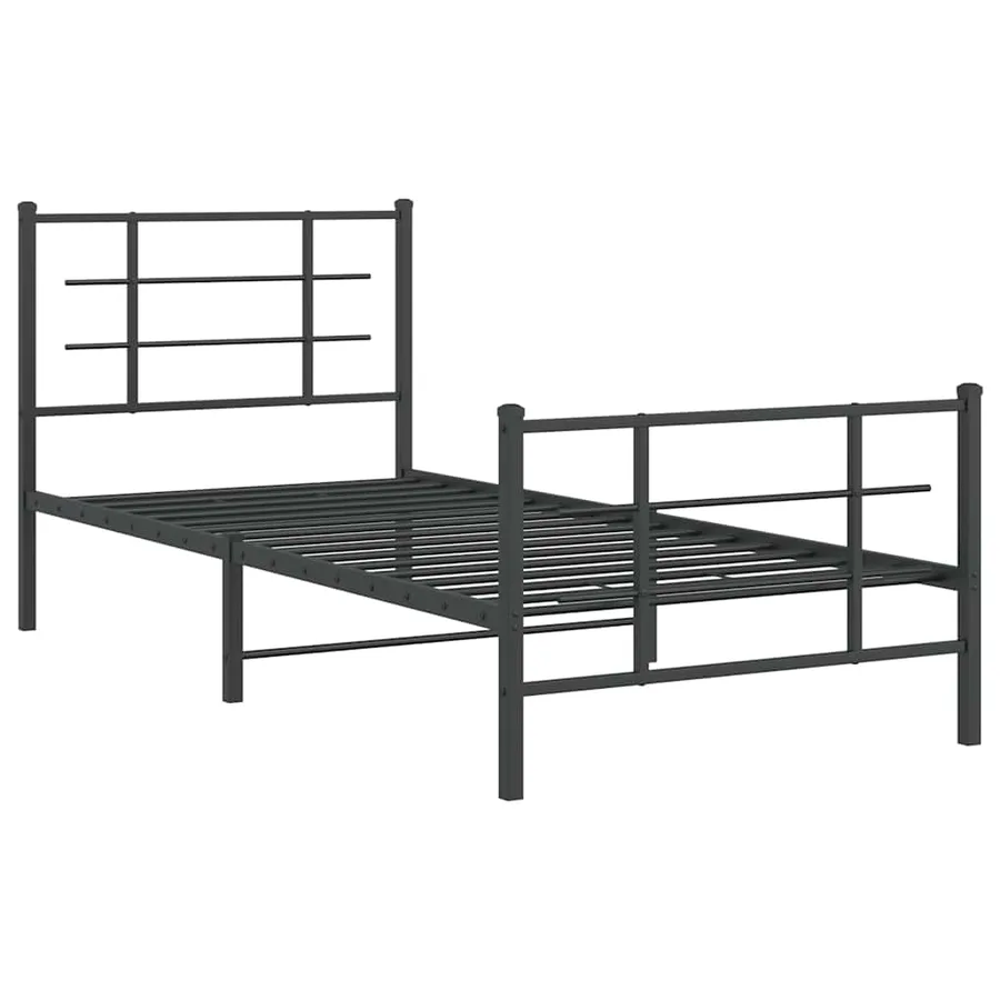 Cadre de lit métal sans matelas avec pied de lit noir 90x200 cm - 3
