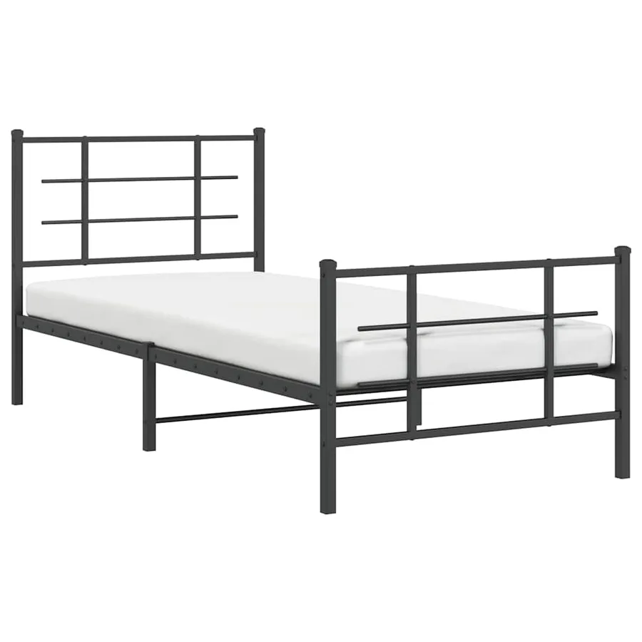Cadre de lit métal sans matelas avec pied de lit noir 90x200 cm - 4