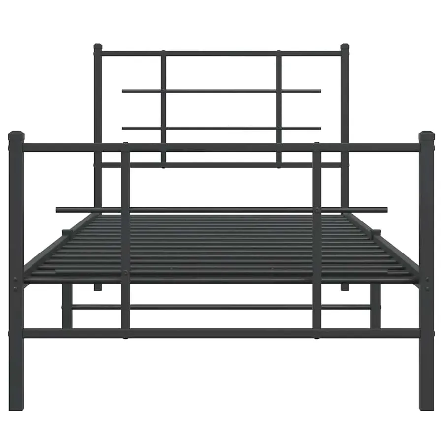 Cadre de lit métal sans matelas avec pied de lit noir 90x200 cm - 5