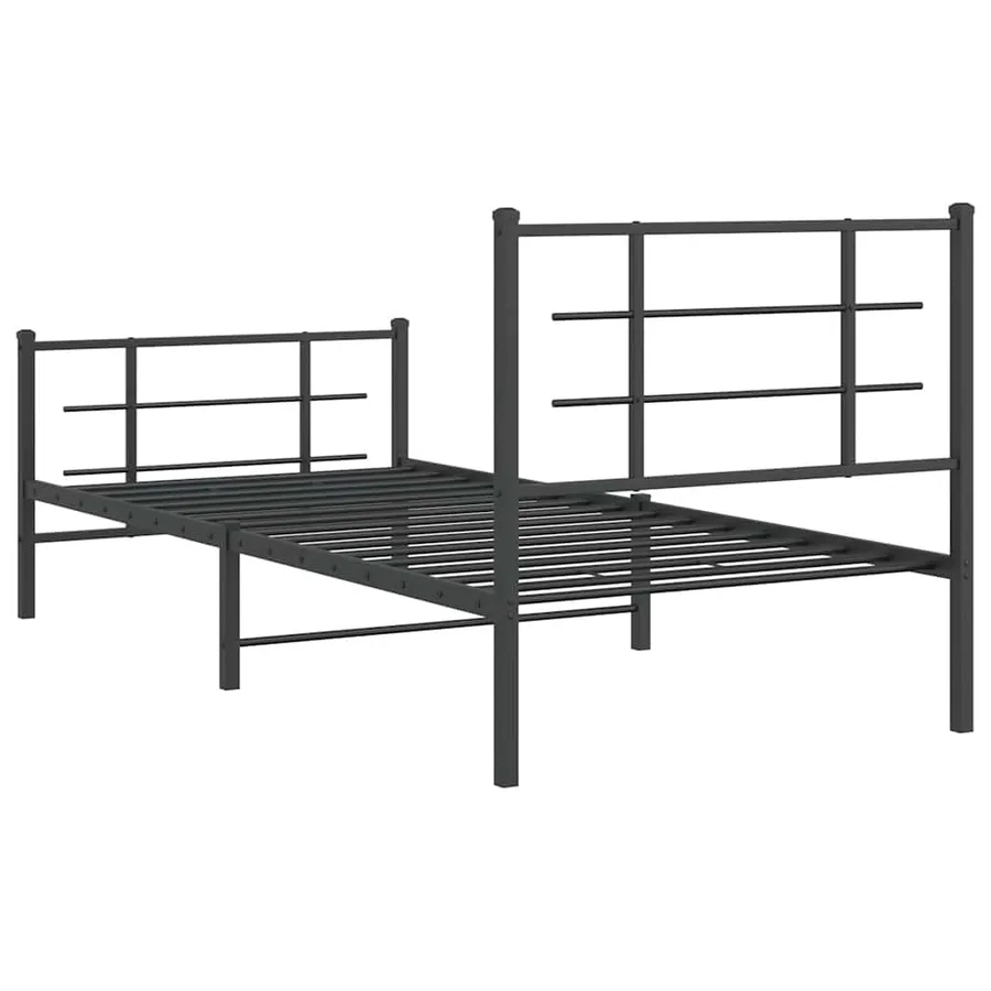 Cadre de lit métal sans matelas avec pied de lit noir 90x200 cm - 7