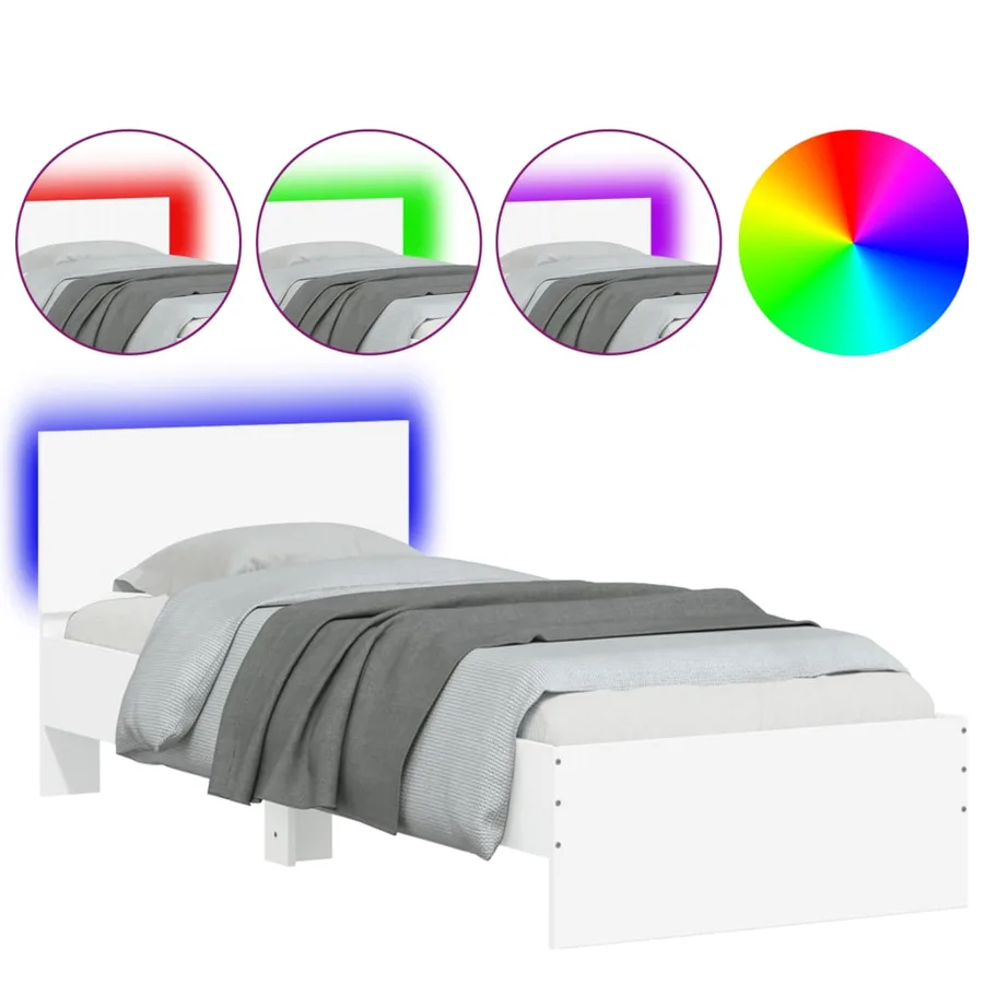 Cadre de lit sans matelas avec lumières LED blanc 90x190 cm - 2