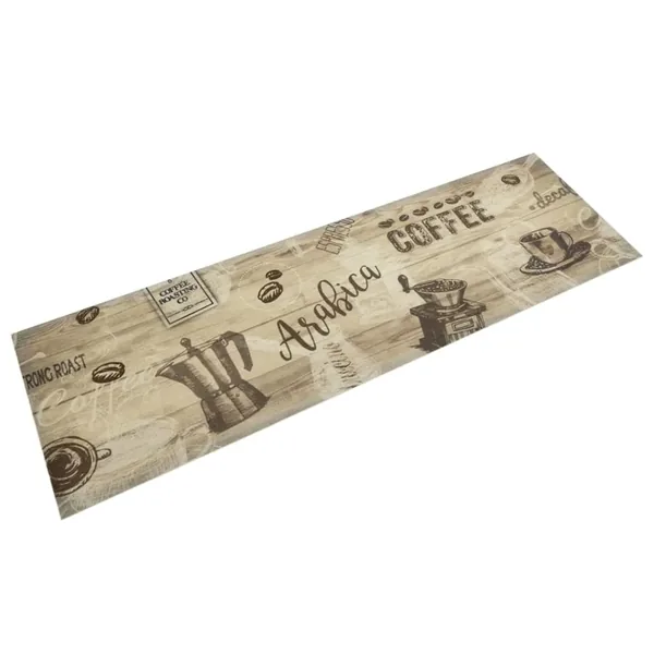 Tapis de cuisine lavable imprimé café marron 45x150 cm velours