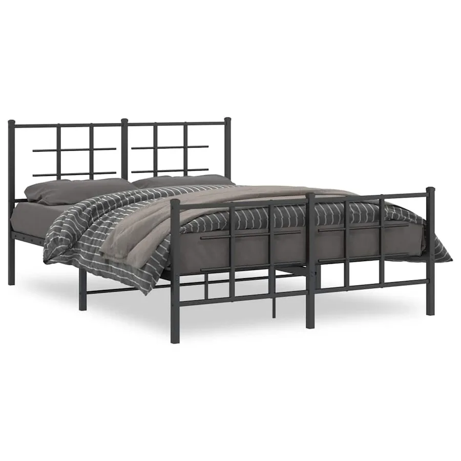 Cadre de lit métal sans matelas avec pied de lit noir 140x190cm - 2