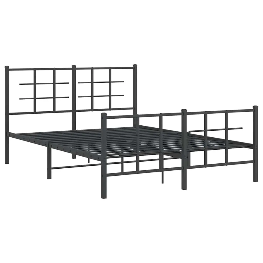 Cadre de lit métal sans matelas avec pied de lit noir 140x190cm - 3
