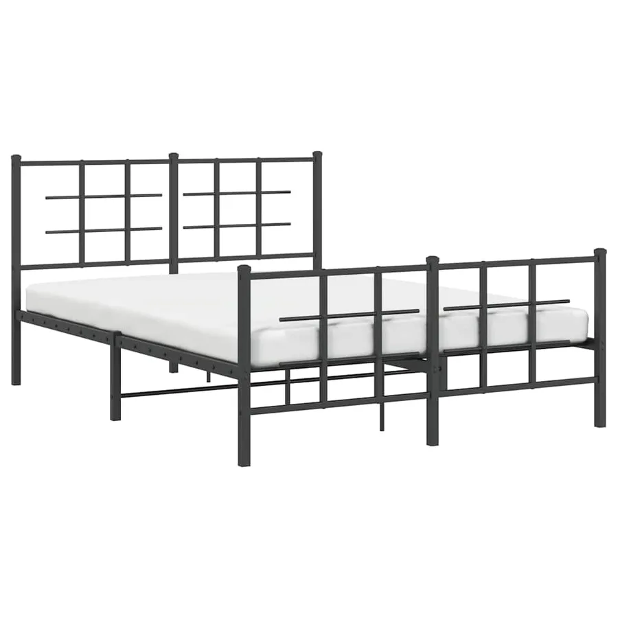 Cadre de lit métal sans matelas avec pied de lit noir 140x190cm - 4