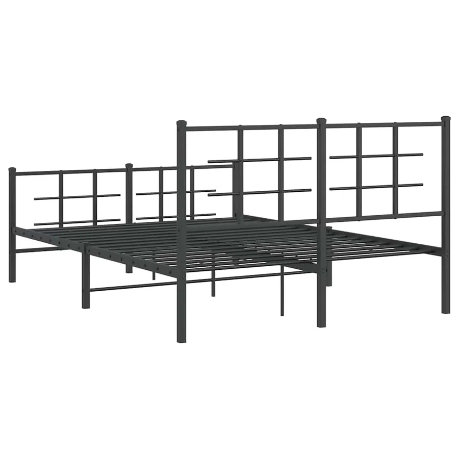 Cadre de lit métal sans matelas avec pied de lit noir 140x190cm - 7