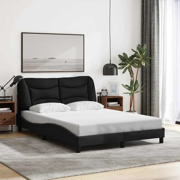 Cadre de lit sans matelas Hvar noir 140x190 cm tissu