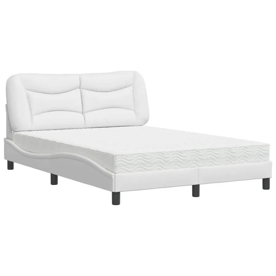 Lit avec matelas Hvar blanc 140x190 cm similicuir - 2