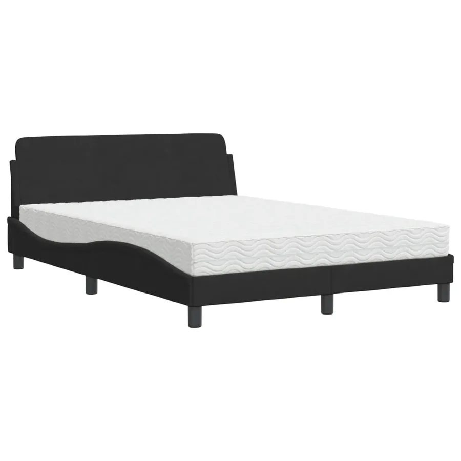 Lit avec matelas Dover noir 140x190 cm velours - 2