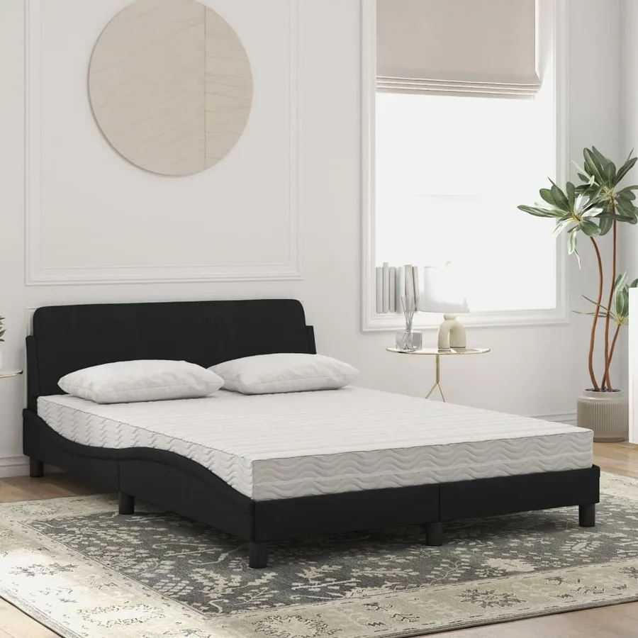 Lit avec matelas Dover noir 140x190 cm velours - 3