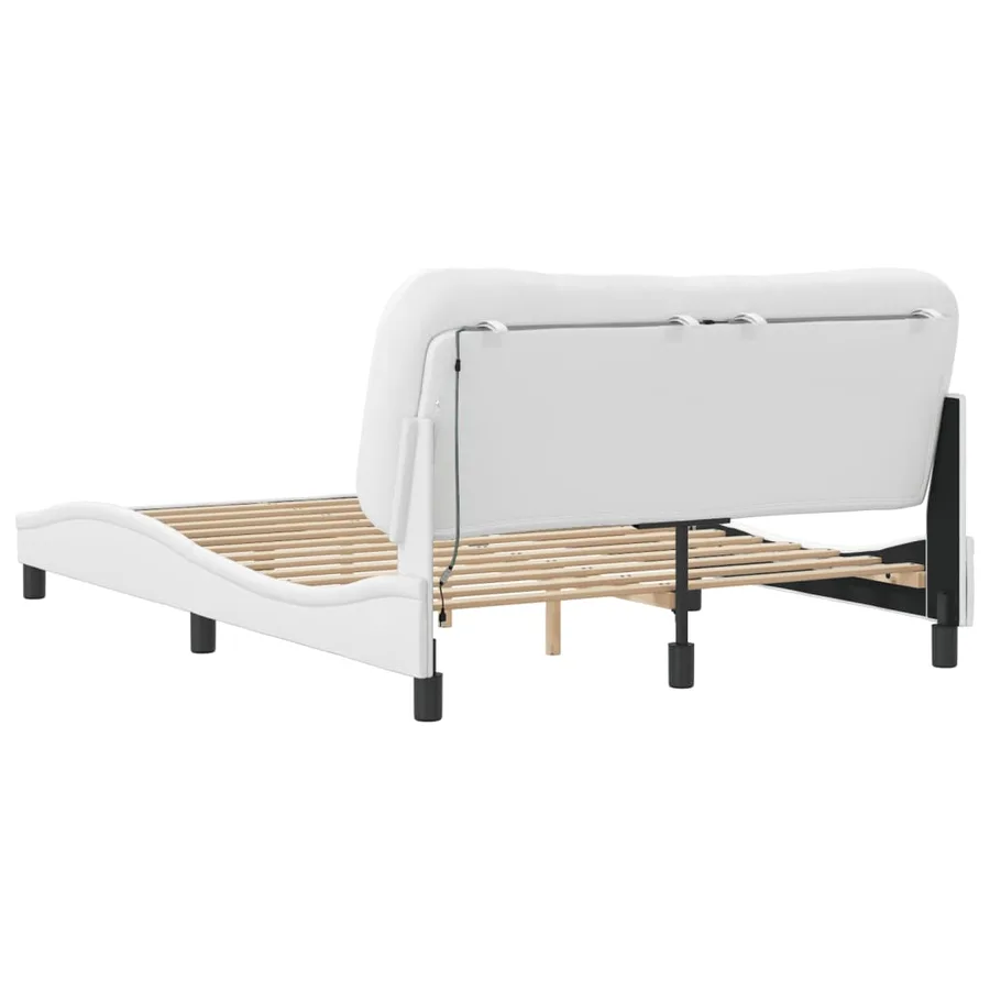 Cadre de lit avec LED sans matelas Hvar blanc 140x190 cm - 9