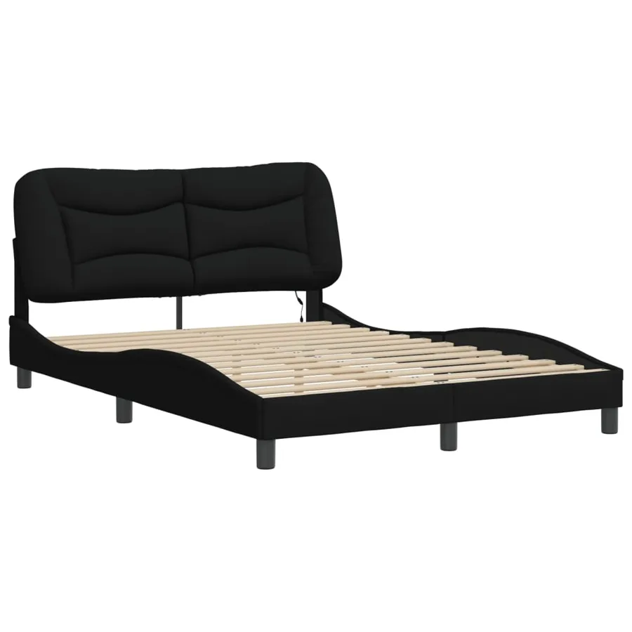 Cadre de lit avec LED sans matelas Hvar noir 140x190 cm tissu - 3