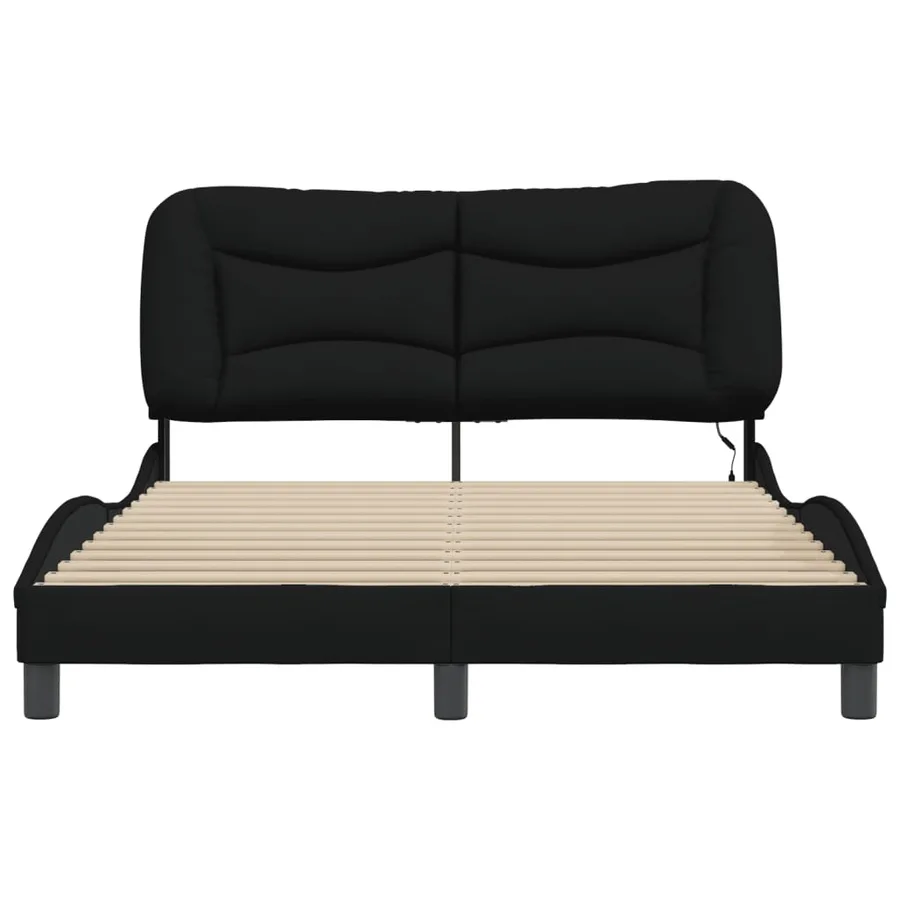 Cadre de lit avec LED sans matelas Hvar noir 140x190 cm tissu - 6