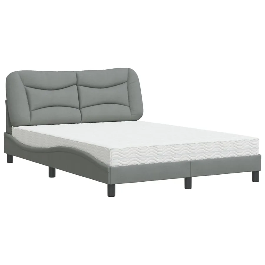 Lit avec matelas Hvar gris clair 140x190 cm tissu - 2