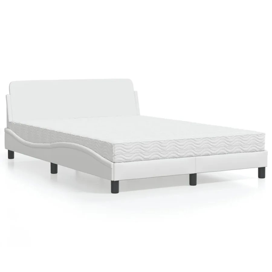 Lit avec matelas Dover blanc 140x190 cm similicuir