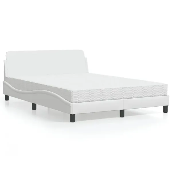Lit avec matelas Dover blanc 140x190 cm similicuir