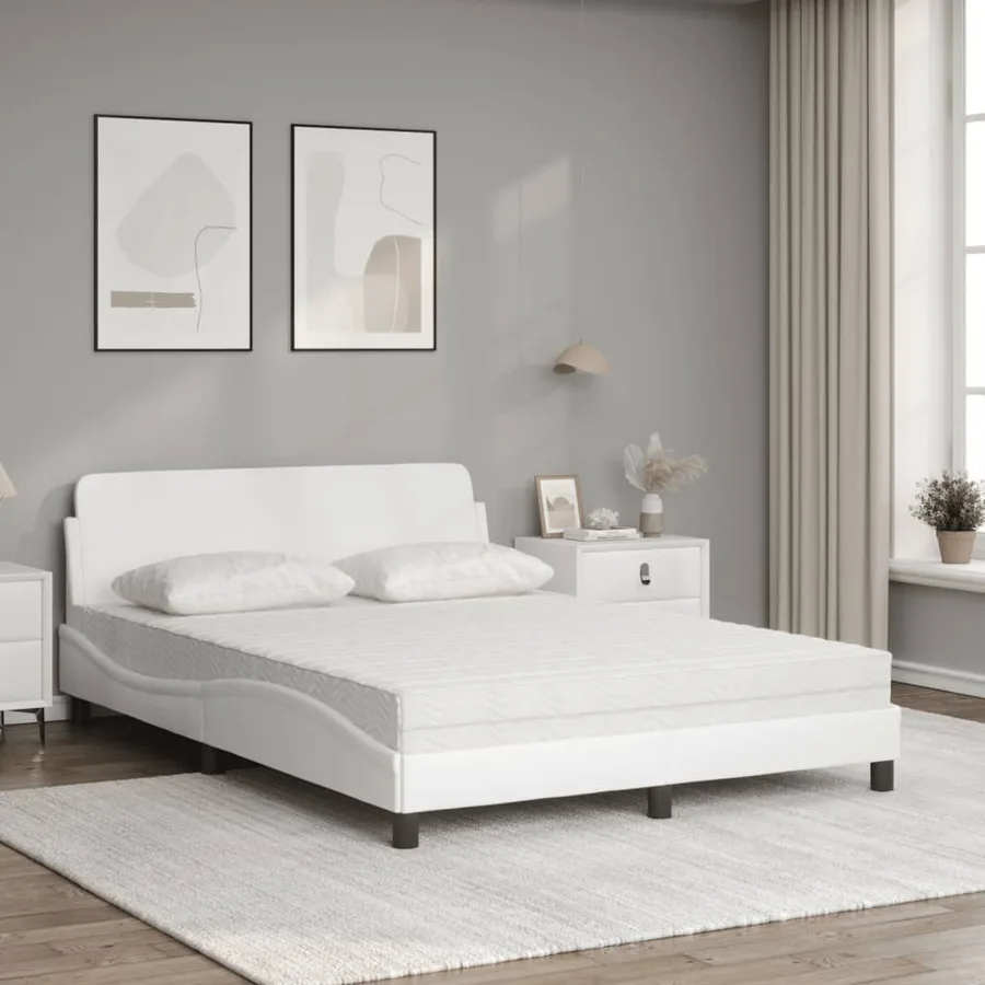Lit avec matelas Dover blanc 140x190 cm similicuir - 3