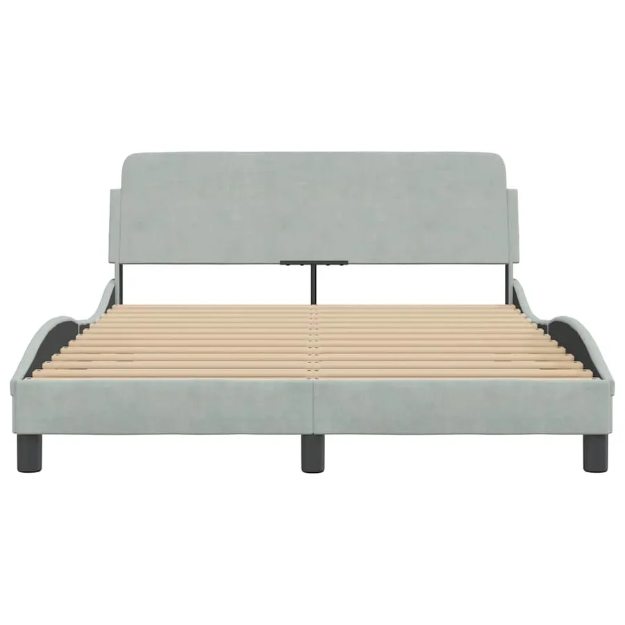 Cadre de lit Dover gris clair 140x190 cm velours - 4