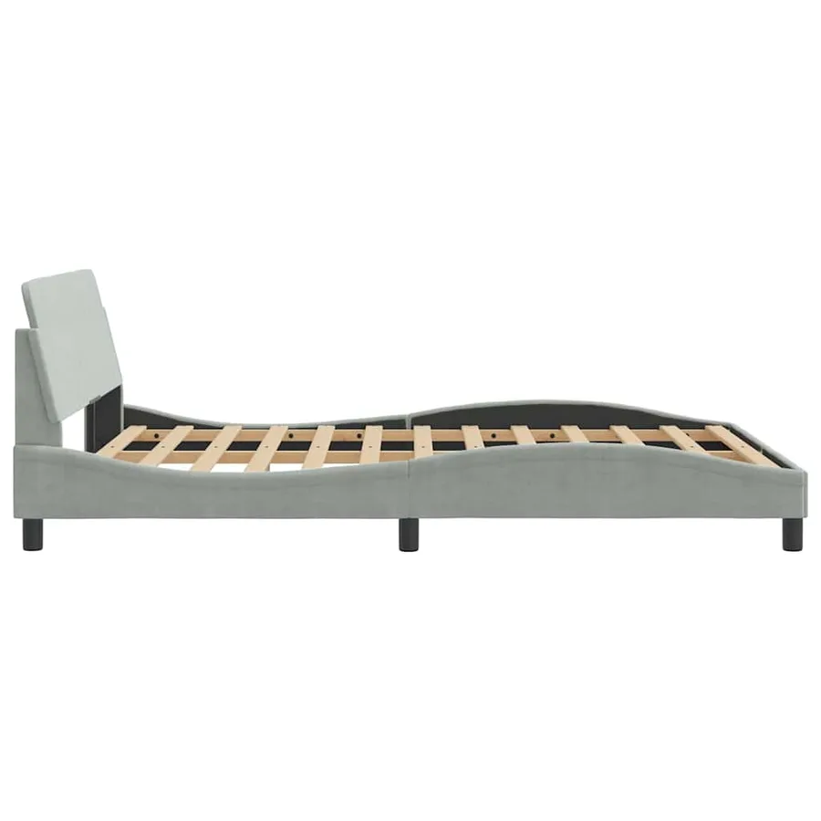 Cadre de lit Dover gris clair 140x190 cm velours - 5