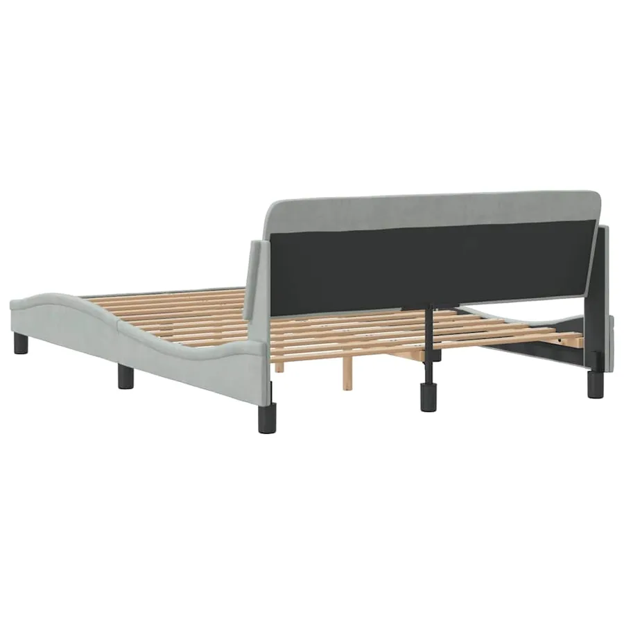 Cadre de lit Dover gris clair 140x190 cm velours - 6