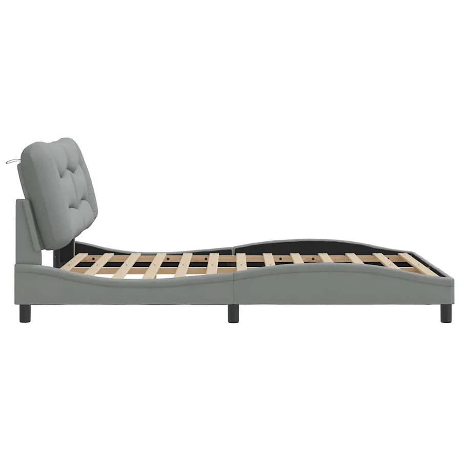 Cadre de lit sans matelas Hvar gris clair 140x190 cm tissu - 5