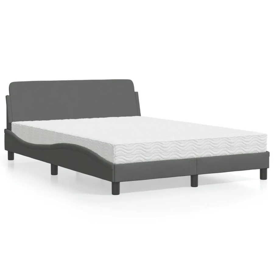 Lit avec matelas Dover gris foncé 140x190 cm tissu
