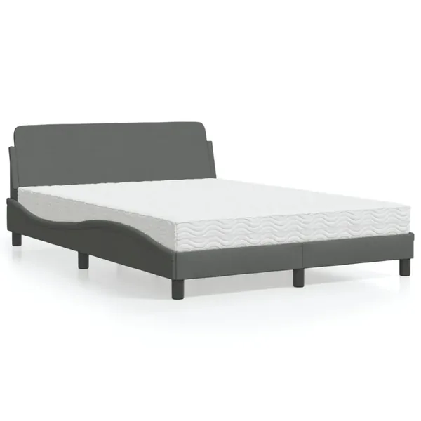 Lit avec matelas Dover gris foncé 140x190 cm tissu