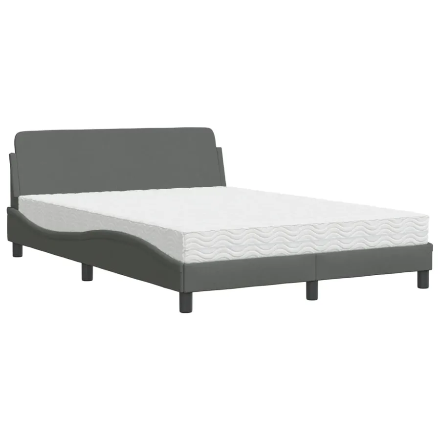 Lit avec matelas Dover gris foncé 140x190 cm tissu - 2