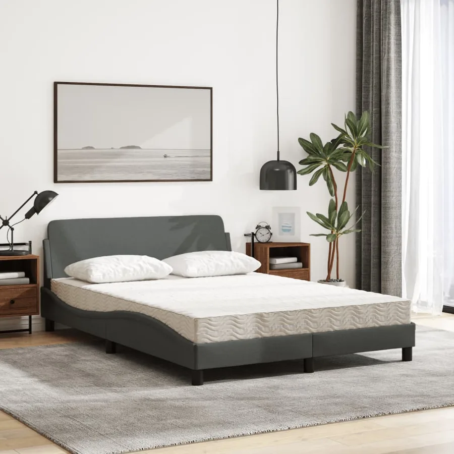 Lit avec matelas Dover gris foncé 140x190 cm tissu - 3