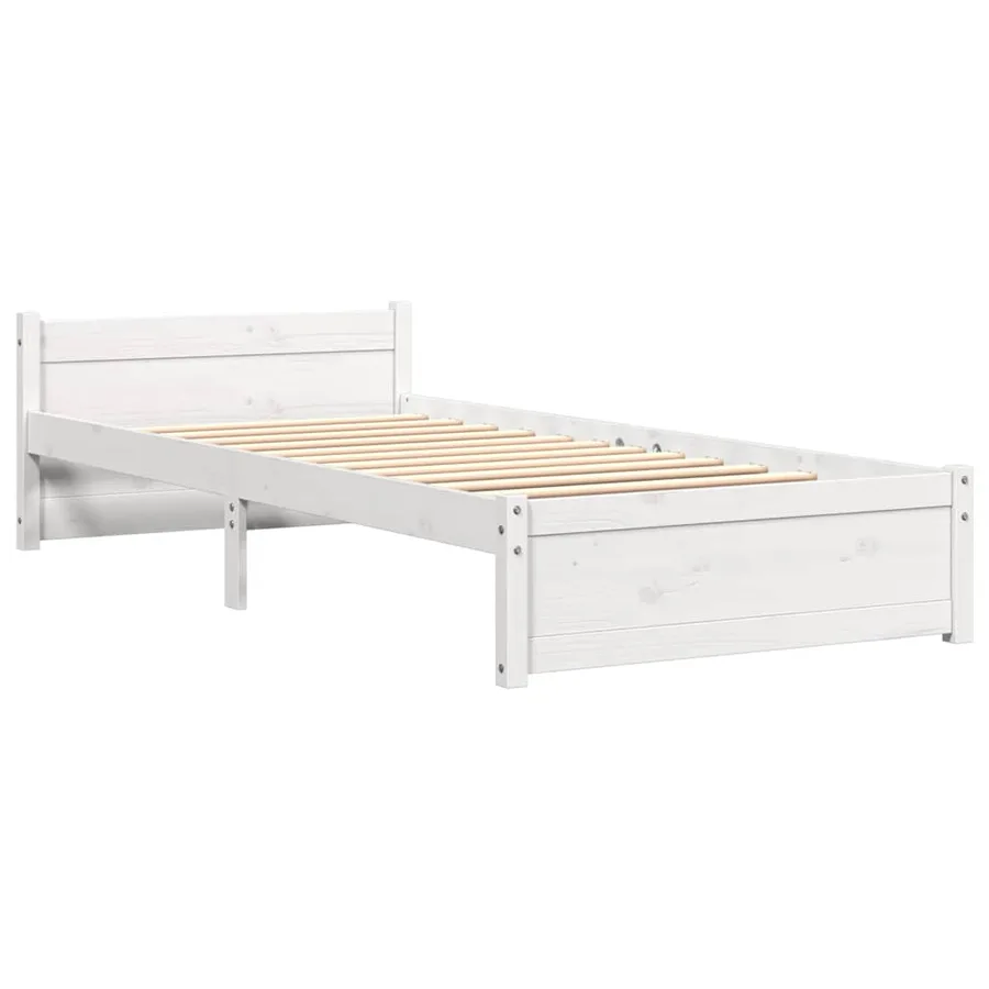 Cadre de lit sans matelas blanc bois massif 100x200 cm - 3