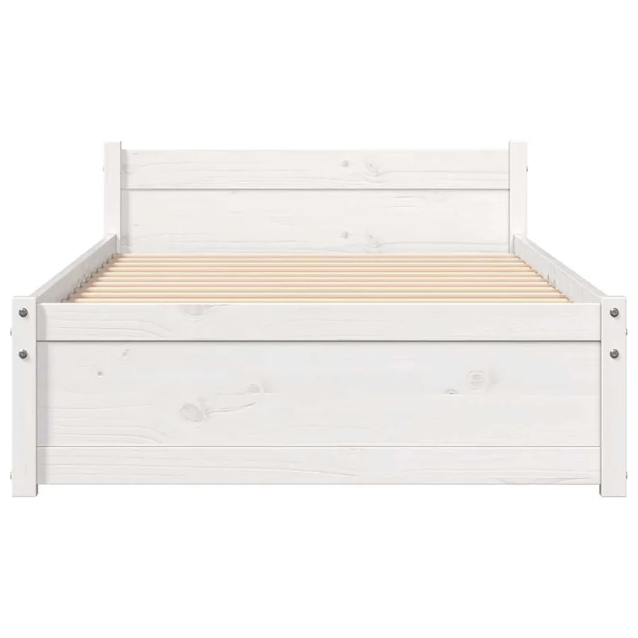 Cadre de lit sans matelas blanc bois massif 100x200 cm - 4