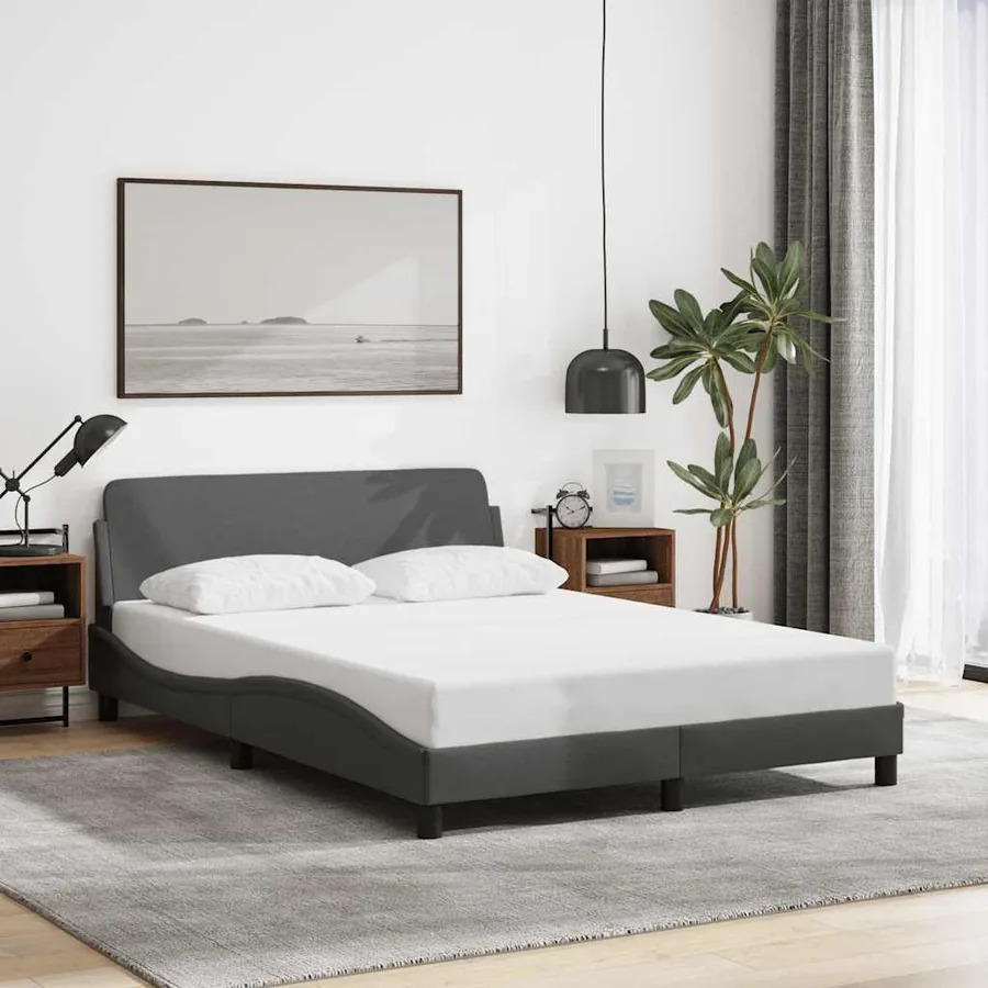 Cadre de lit Dover gris foncé 140x190 cm tissu