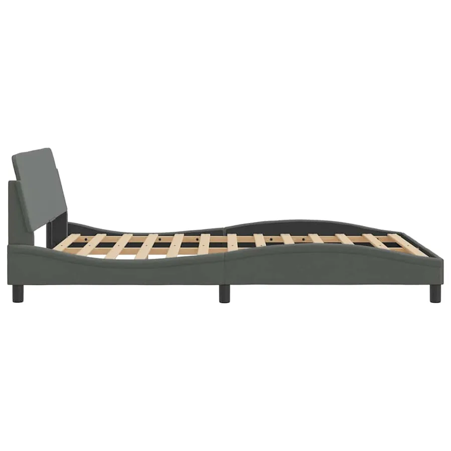 Cadre de lit Dover gris foncé 140x190 cm tissu - 5